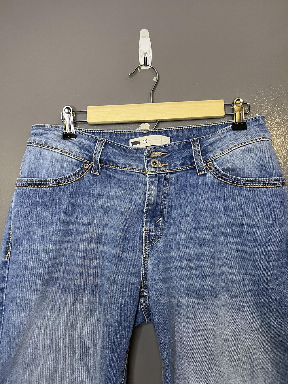Levi's Shorts Womens 12 Blue Denim Bermuda Cuffed W31 Stretch Casual Jeans